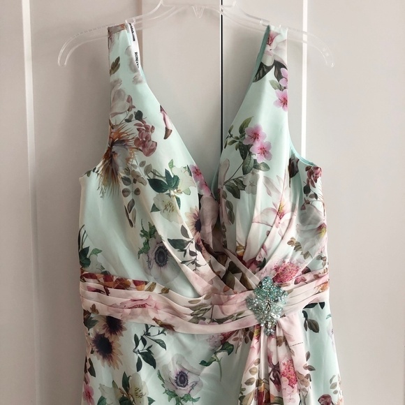 FLORAL Dress, Sleeveless, Size 16, New With Tags, Teal Colour, No Alterations - Picture 4 of 16